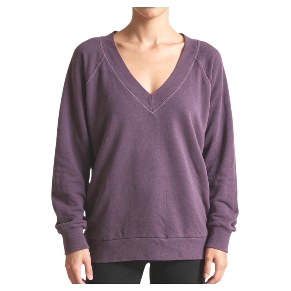 PerfectWhiteTee SINEAD V-NECK SWEATSHIRT French Terry PURPLE Plum Black Cherry S